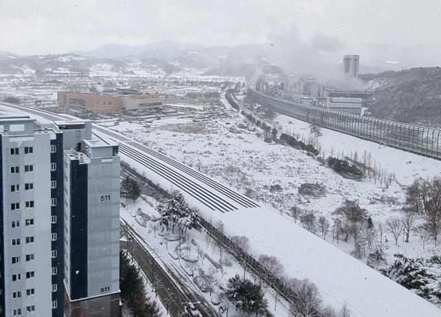 본문 이미지 - 세종에서 가장 많은 눈이 내린 1생활권. (독자 제공)