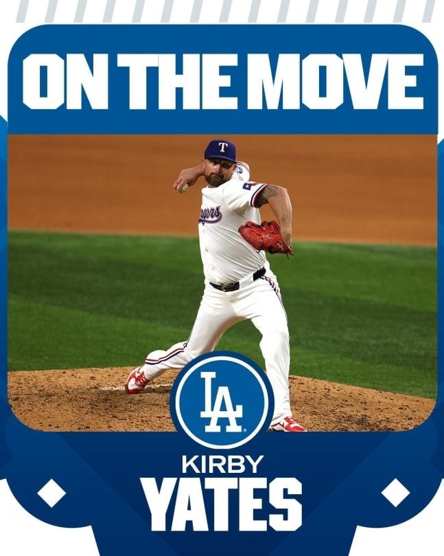 본문 이미지 - LA 다저스가 불펜투수 커비 예이츠를 영입했다. &#40;메이저리그 SNS 캡처&#41;