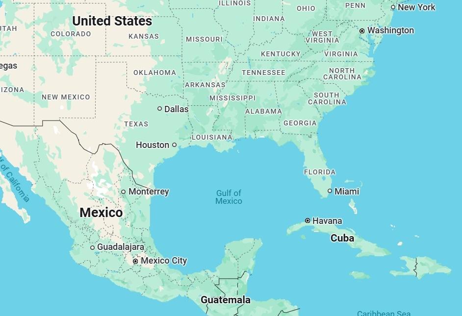 본문 이미지 - 구글 지도에 표기된 멕시코만(Gulf of Mexico) <출처=구글 지도 캡처>