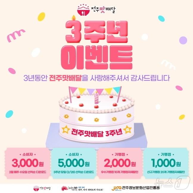 본문 이미지 - 전북 전주시 공공형배달앱인 &#39;전주맛배달&#39;이 출시 3주년을 앞두고 다양한 이벤트를 진행한다./뉴스1