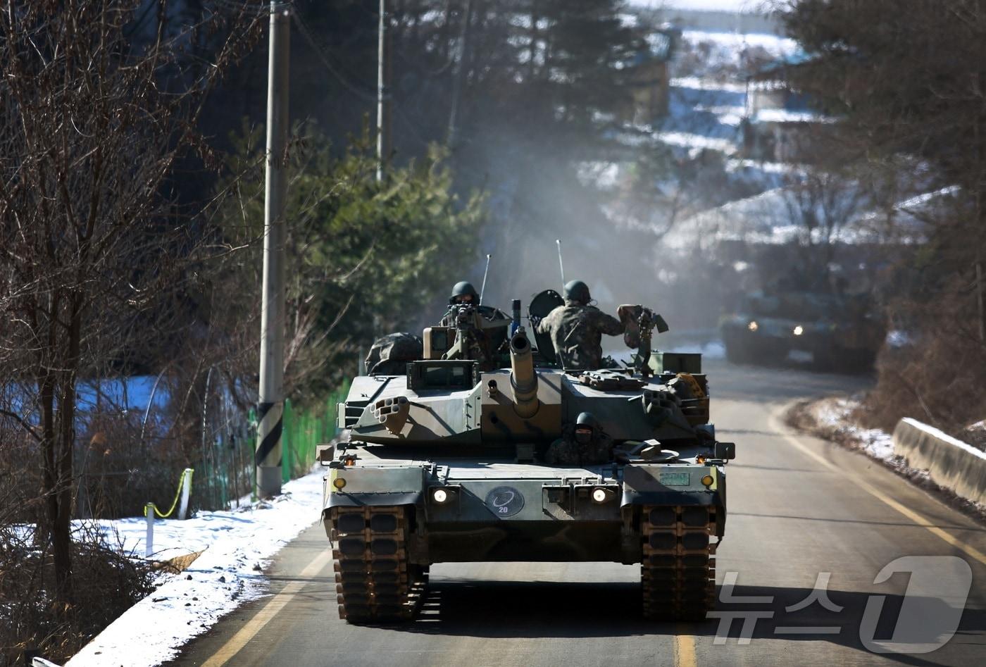 지난해 혹한기 훈련을 위해 부대 이동중인 육군 제20기갑여단.(제20기갑여단 제공)