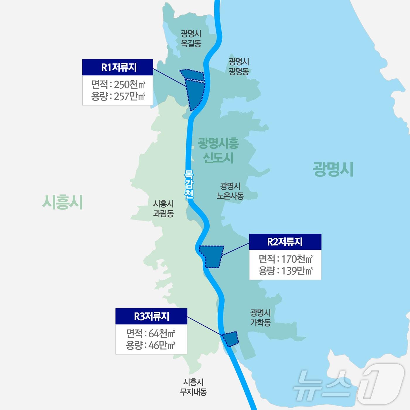 본문 이미지 - 목감천 저류지 지형 도면.(광명시 제공)