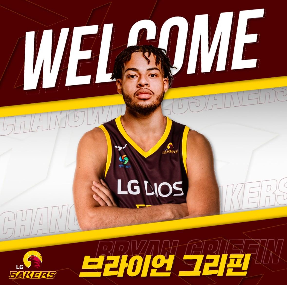 본문 이미지 - 프로농구 창원 LG가 부상 중인 아셈 마레이 대체 선수로 브라이언 그리핀을 영입했다.&#40;창원 LG SNS 캡처&#41;