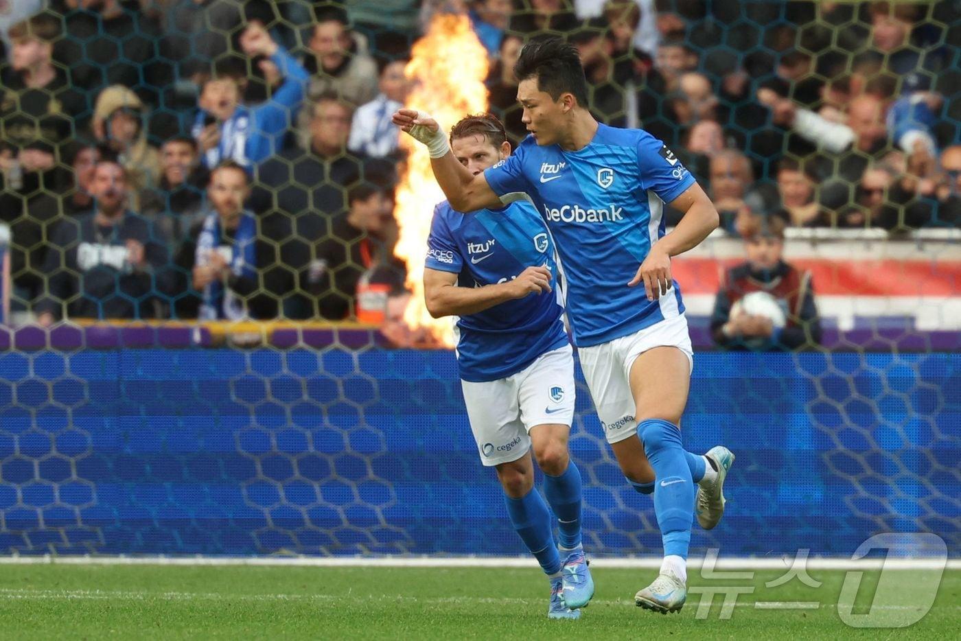 본문 이미지 - 벨기에 헹크의 공격수 오현규.  ⓒ AFP=뉴스1