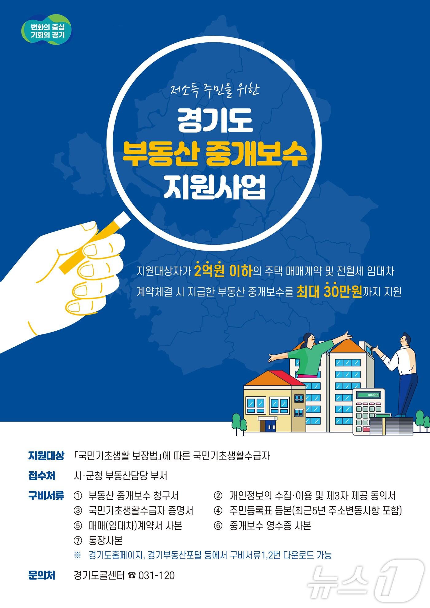 본문 이미지 - 중개보수 지원사업 포스터.(경기도 제공)