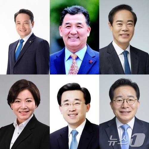 본문 이미지 - 내년 6·3지방선거 광주 동구청장 후보들. 윗줄 왼쪽부터 임택, 진선기, 홍기월, 아랫줄 왼쪽부터 박미정, 김성환, 노희용./뉴스1 