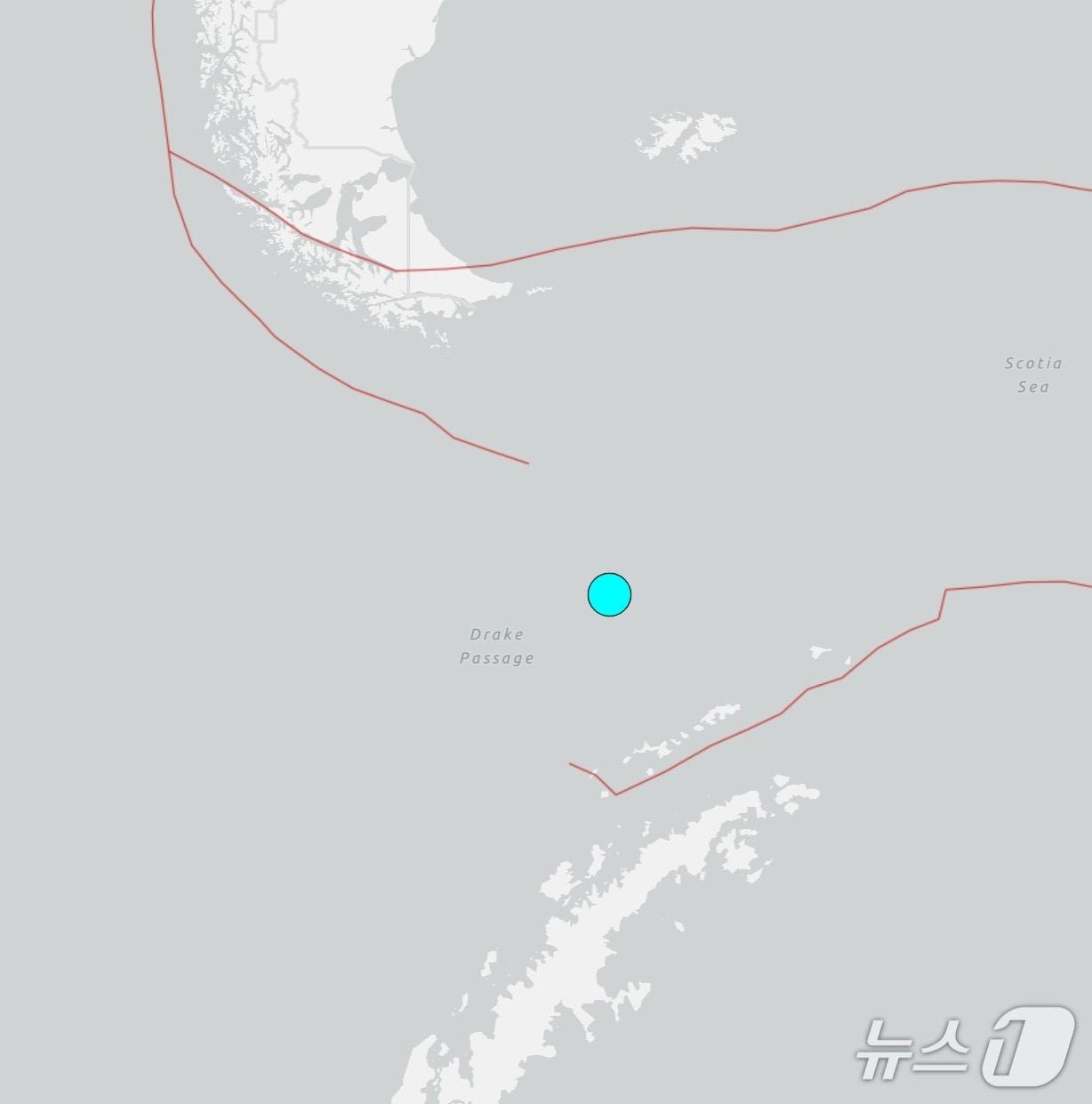 본문 이미지 - 남아메리카와 남극 사이 드레이크 해협에서 10일(현지시간) 규모 7.8의 강진이 발생했다. (출처=미국 지질조사국) 2025.10.10./뉴스1