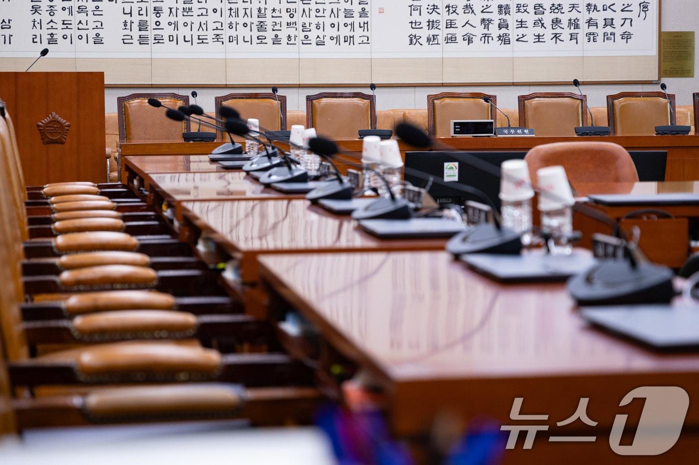 이재명 정부 첫 국정감사를 하루 앞둔 12일 서울 여의도 국회 법제사법위원회 회의실에 적막이 흐르고 있다. 2025.10.12/뉴스1 ⓒ News1 유승관 기자