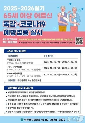 본문 이미지 - 어르신 독감·코로나19 예방접종 홍보포스터.(영등포구 제공)