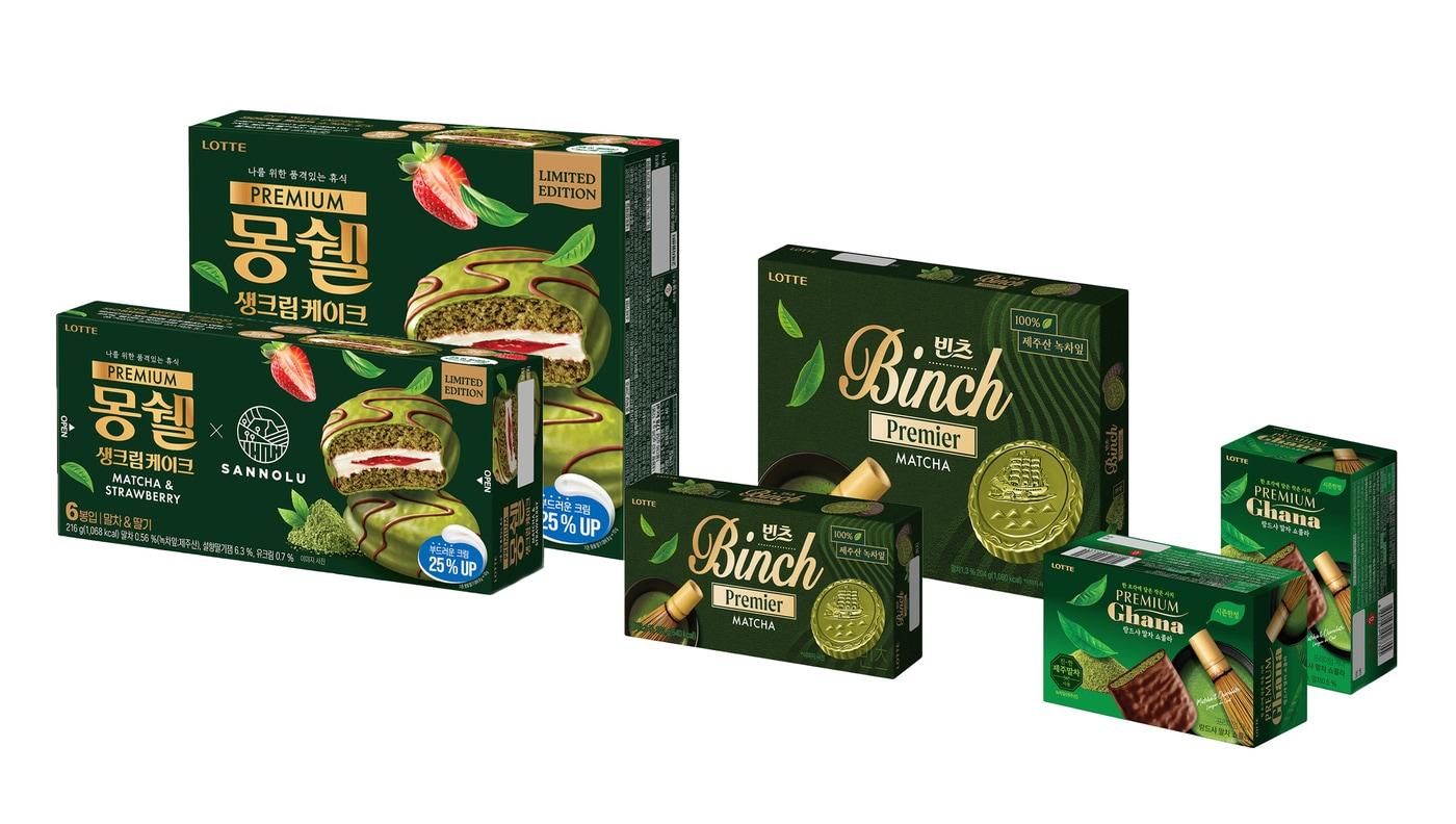롯데웰푸드 &#39;말차 디저트 시리즈&#39; 2차 라인업 제품 이미지.&#40;롯데웰푸드 제공&#41;