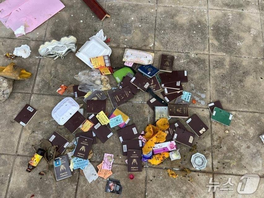 본문 이미지 - 캄보디아의 한 쓰레기통에서 외국인 여권이 무더기로 발견됐다.&#40;인터넷 갈무리&#41;2025.10.13/뉴스1