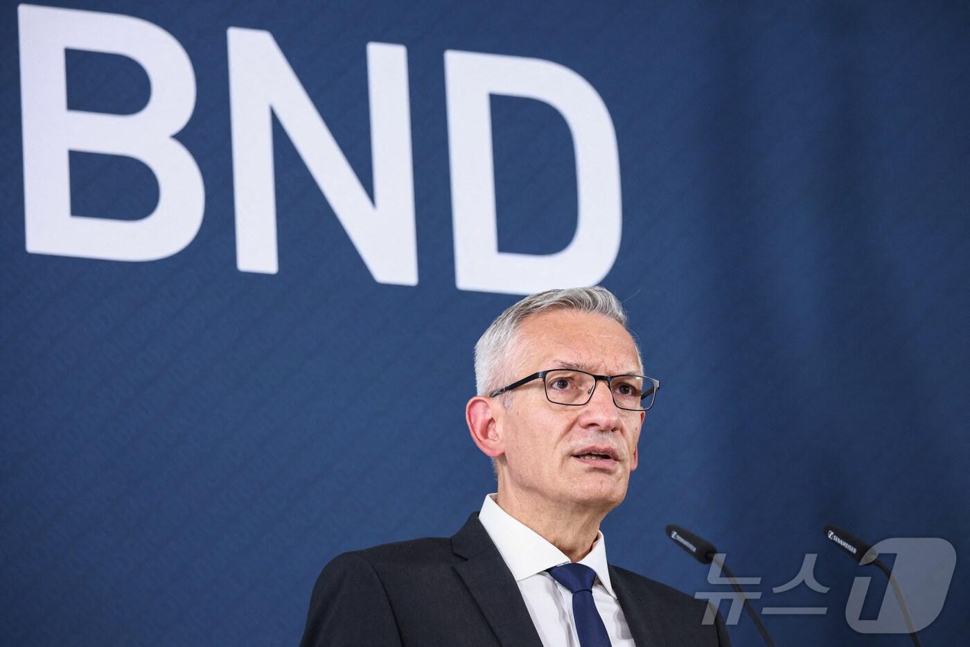 지난 9월 11일&#40;현지시간&#41; 마르틴 예거 신임 독일 연방정보국&#40;BND&#41; 국장이 베를린 BND 청사에서 취임식을 갖고 있다. 2025.09.11 ⓒ 로이터=뉴스1 ⓒ News1 김지완 기자