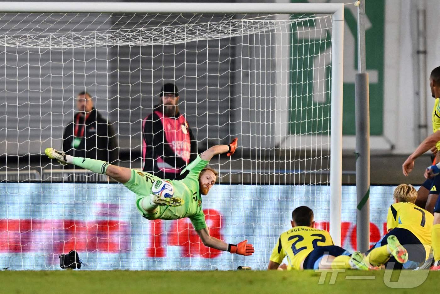 코소보에 실점하는 스웨덴 ⓒ AFP=뉴스1