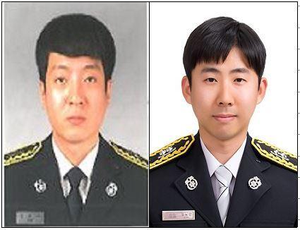 본문 이미지 - 김현수&#40;왼쪽&#41;·정혜성 소방교 모습.&#40;부여소방서 제공. 재판매 및 DB금지&#41;/뉴스1