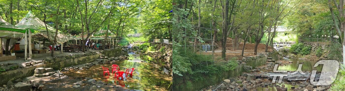 대구 달성군 가창면 우록리 우록소하천 일대의 정비 전과 후.(대구 달성군 제공. 재판매 및 DB금지)