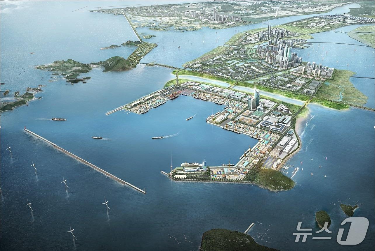 본문 이미지 - 새만금 신항만 조감도.&#40;군산시 제공. 재판매 및 DB금지&#41;