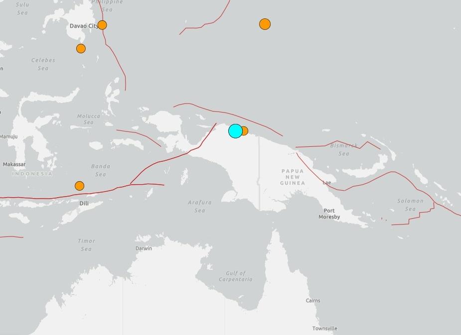 본문 이미지 - 인도네시아 파푸아주에서 규모 6.7의 지진이 발생했다. (USGS) 