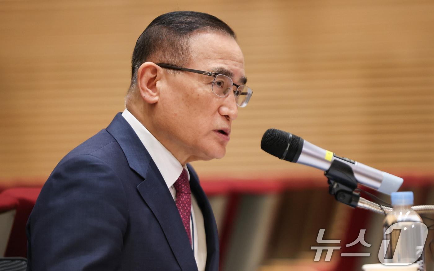 위성락 국가안보실장이 16일 서울 용산 대통령실 청사에서 열린 캄보디아 이슈의 구체적 대응 현황 브리핑에서 발언하고 있다. 2025.10.16/뉴스1 ⓒ News1 허경 기자