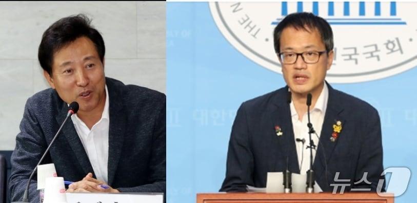 본문 이미지 -  오세훈 서울시장과 박주민 더불어민주당 의원. ⓒ 뉴스1 DB