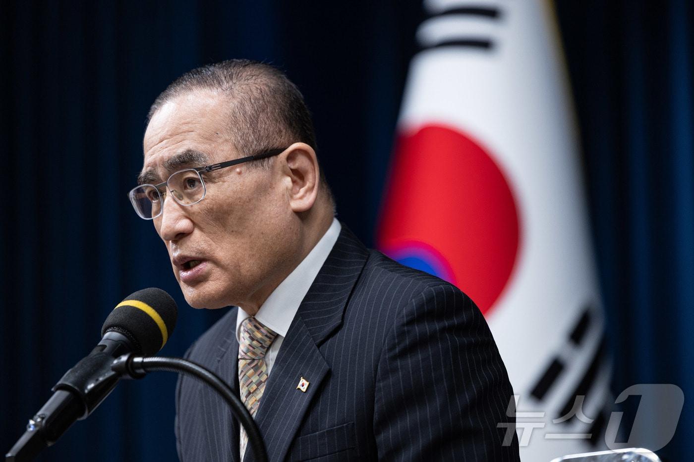 위성락 국가안보실장이 17일 서울 용산 대통령실 청사에서 캄보디아 이슈의 구체적 대응현황 관련 브리핑을 하고 있다. 2025.10.17/뉴스1 ⓒ News1 이재명 기자