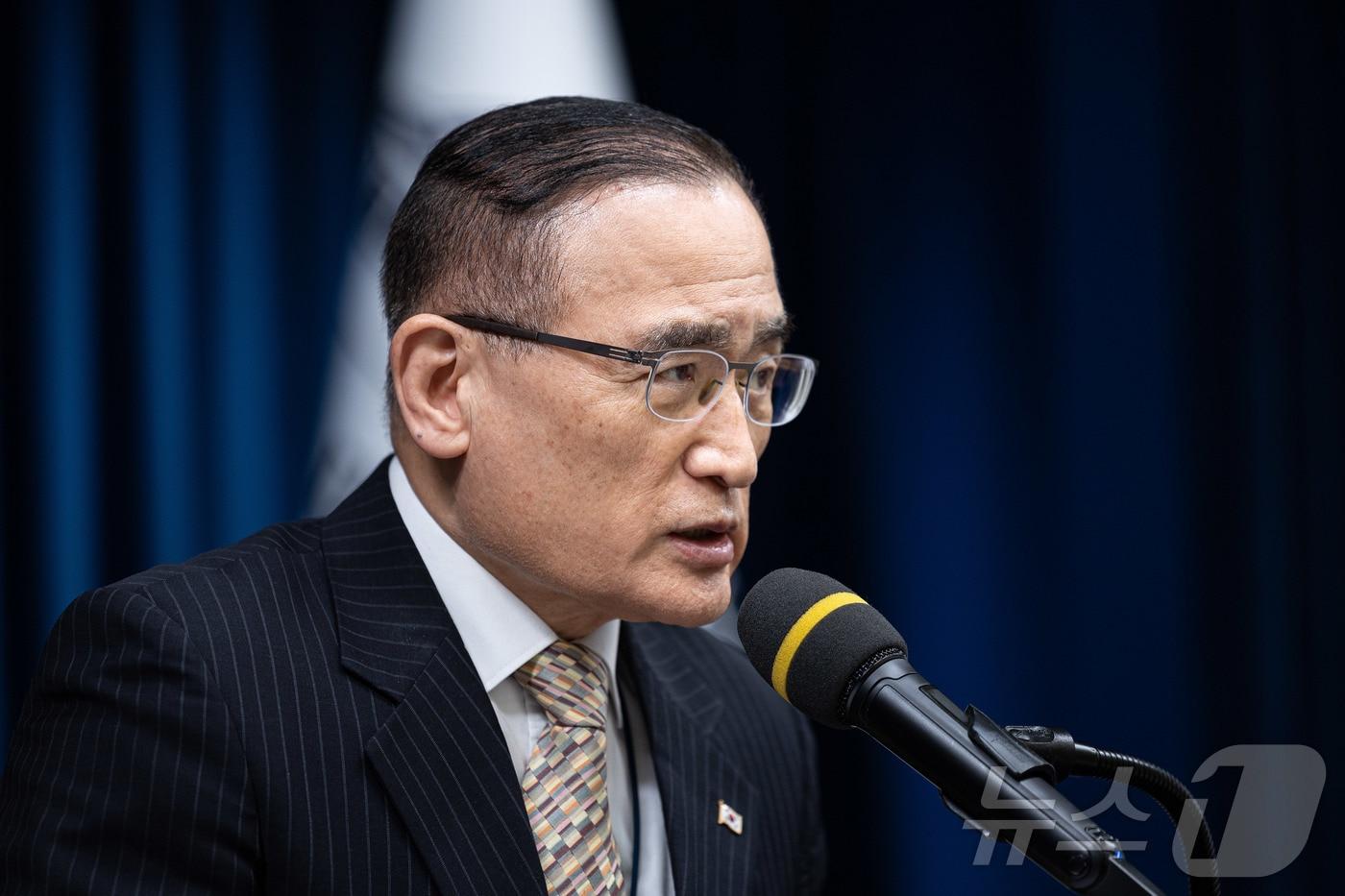 위성락 국가안보실장이 17일 서울 용산 대통령실 청사에서 캄보디아 이슈의 구체적 대응현황 관련 브리핑을 하고 있다. 2025.10.17/뉴스1 ⓒ News1 이재명 기자