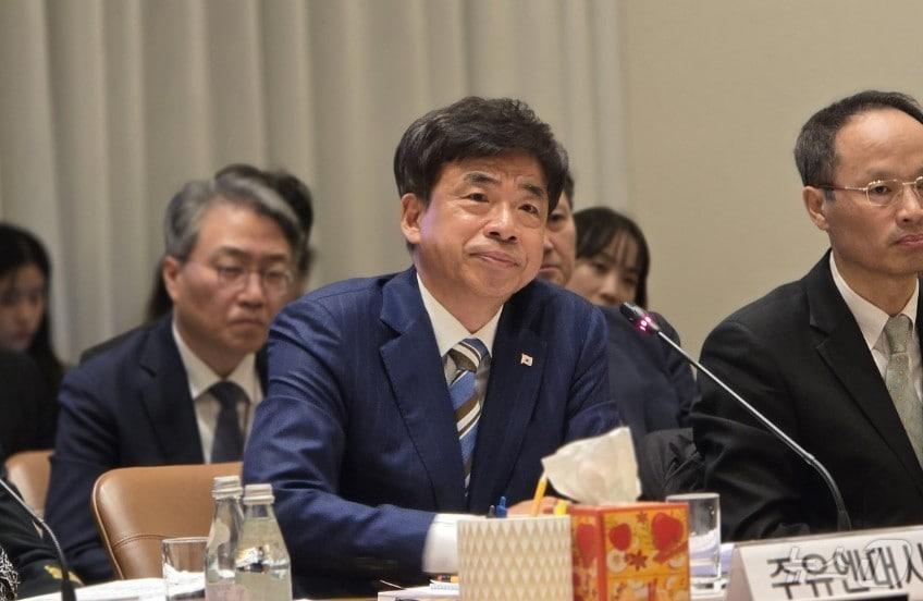 본문 이미지 - 차지훈 주유엔대표부 대사가 17일&#40;현지시간&#41; 미국 뉴욕 주유엔대표부에서 열린 국정감사에서 답변하고 있다. 2025.10.17. ⓒ News1 류정민 특파원