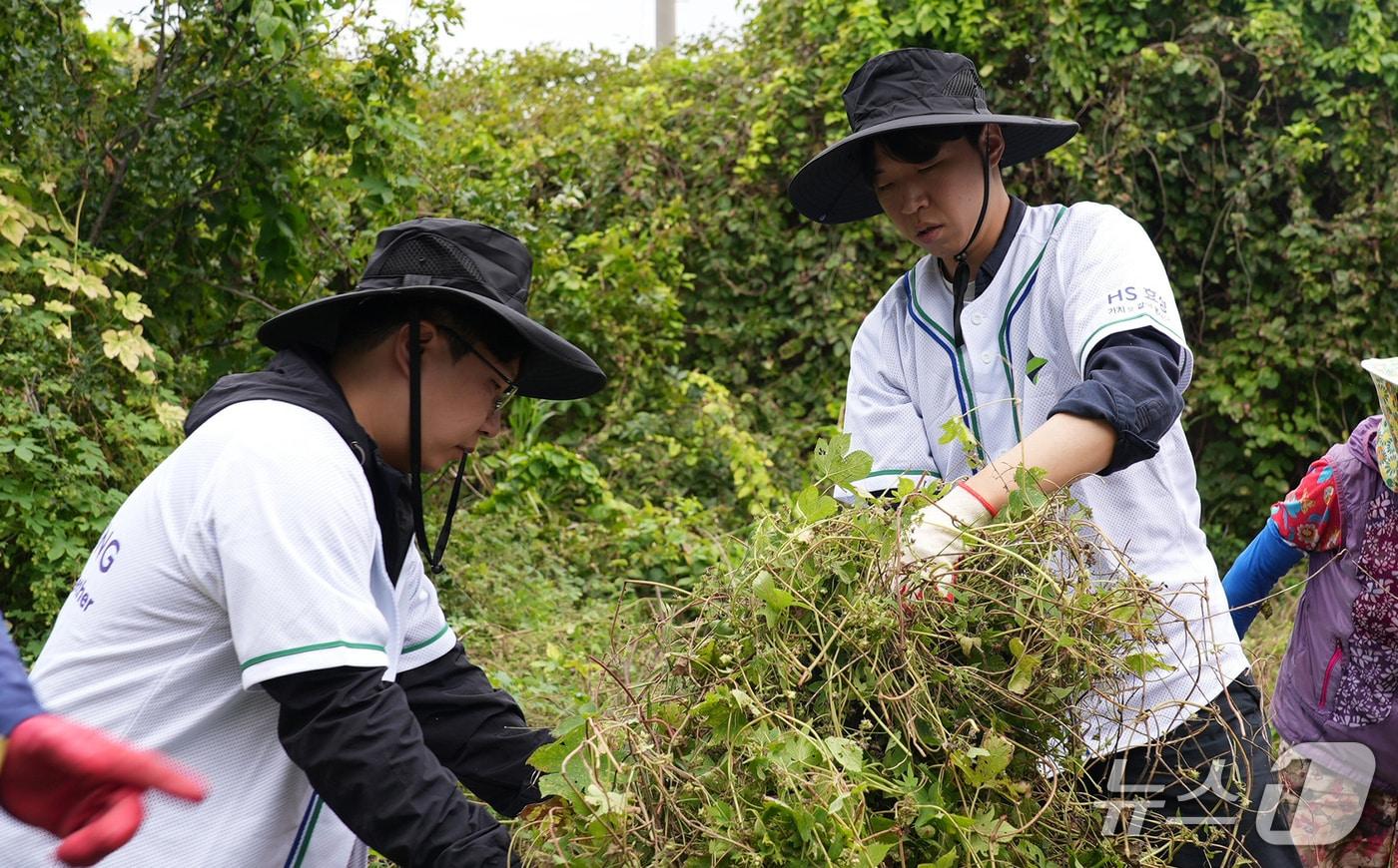 HS효성첨단소재 임직원들이 충남 유부도에서 생물다양성 보전 활동을 하고 있다. (사진제공 = HS효성첨단소재) 