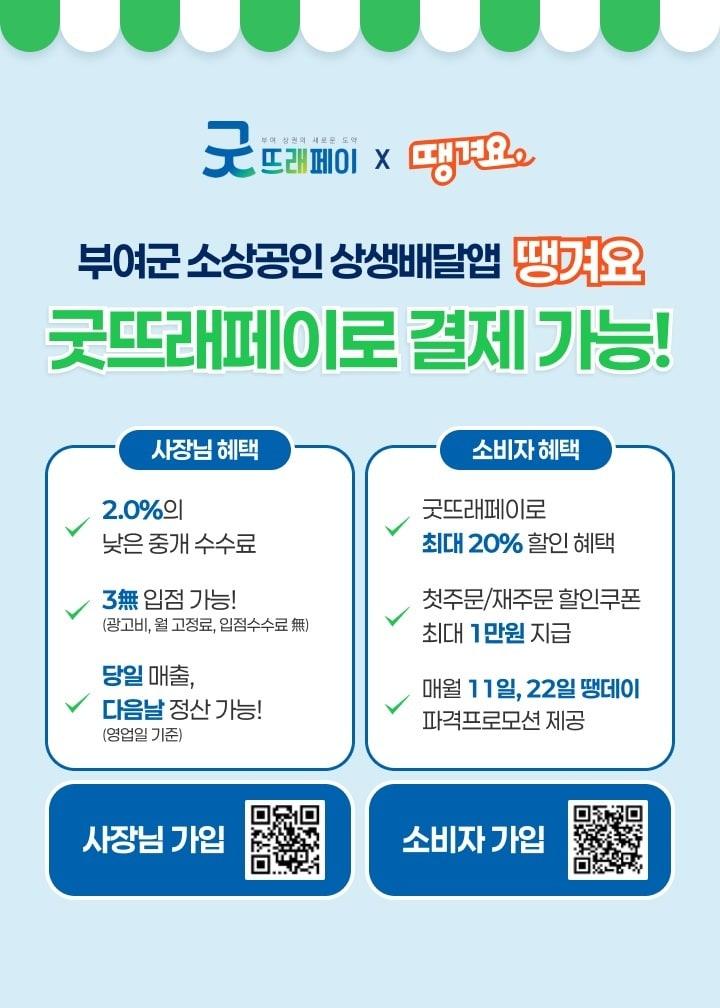 본문 이미지 - '땡겨요' 굿뜨레페이 결제 서비스 안내문.(부여군 제공. 재판매 및 DB금지)/뉴스1