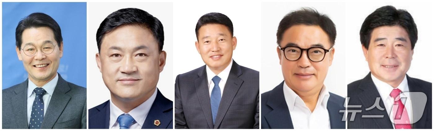 내년 6월에 실시될 전국동시지방선거 부안군수 출마예정자. 사진 왼쪽부터 권익현, 김정기, 박병래, 김양원, 김성수./뉴스1