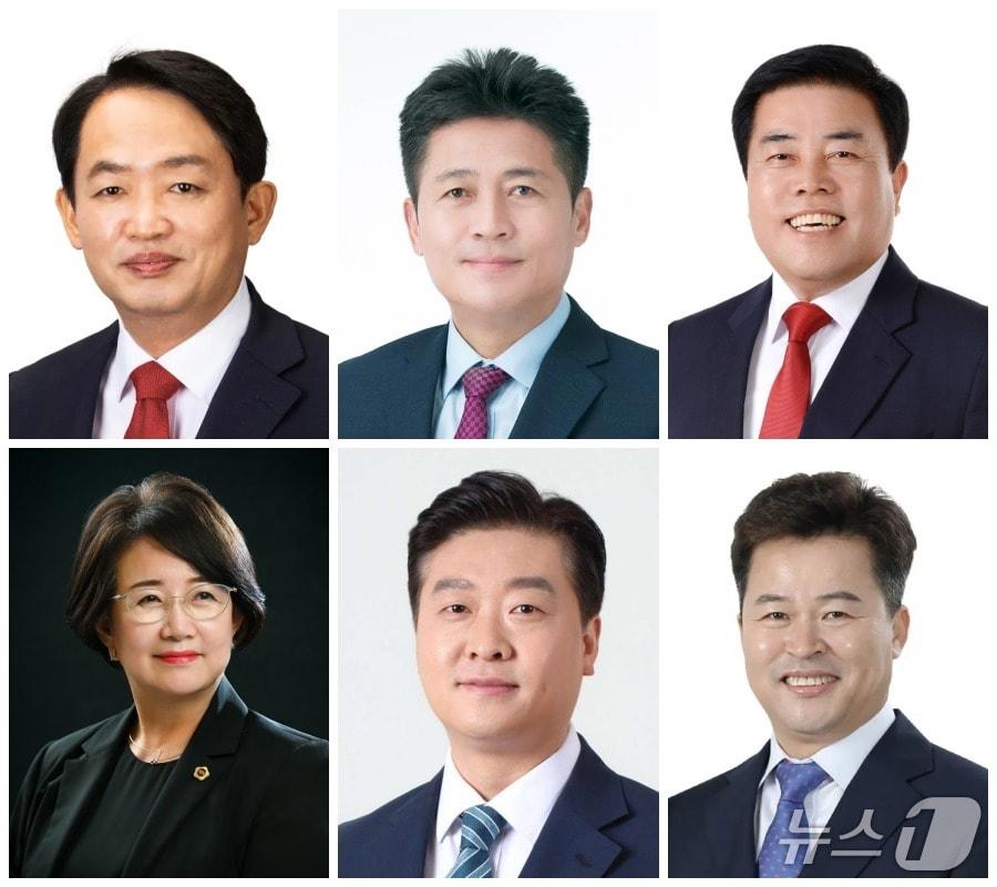 본문 이미지 - &#40;왼쪽 위부터 Z자로&#41;김찬진 인천동구청장, 김정헌 인천중구청장, 임관만 인천시의원, 박판순 인천시의원, 남궁형 전 인천시의원, 허인환 전 동구청장.2025.10.3/뉴스1