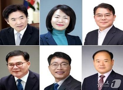 본문 이미지 - 김대중 전남도교육감, 강숙영 교육학박사, 김해룡 전 전남여수교육장, 최대욱 전 한국교총 부회장,장관호 전 전교조 전남지부장, 문승태 순천대 대외협력 부총장&#40;왼쪽 위에서부터 시계방향&#41;&#40;재판매 및 DB 금지&#41;/뉴스1 