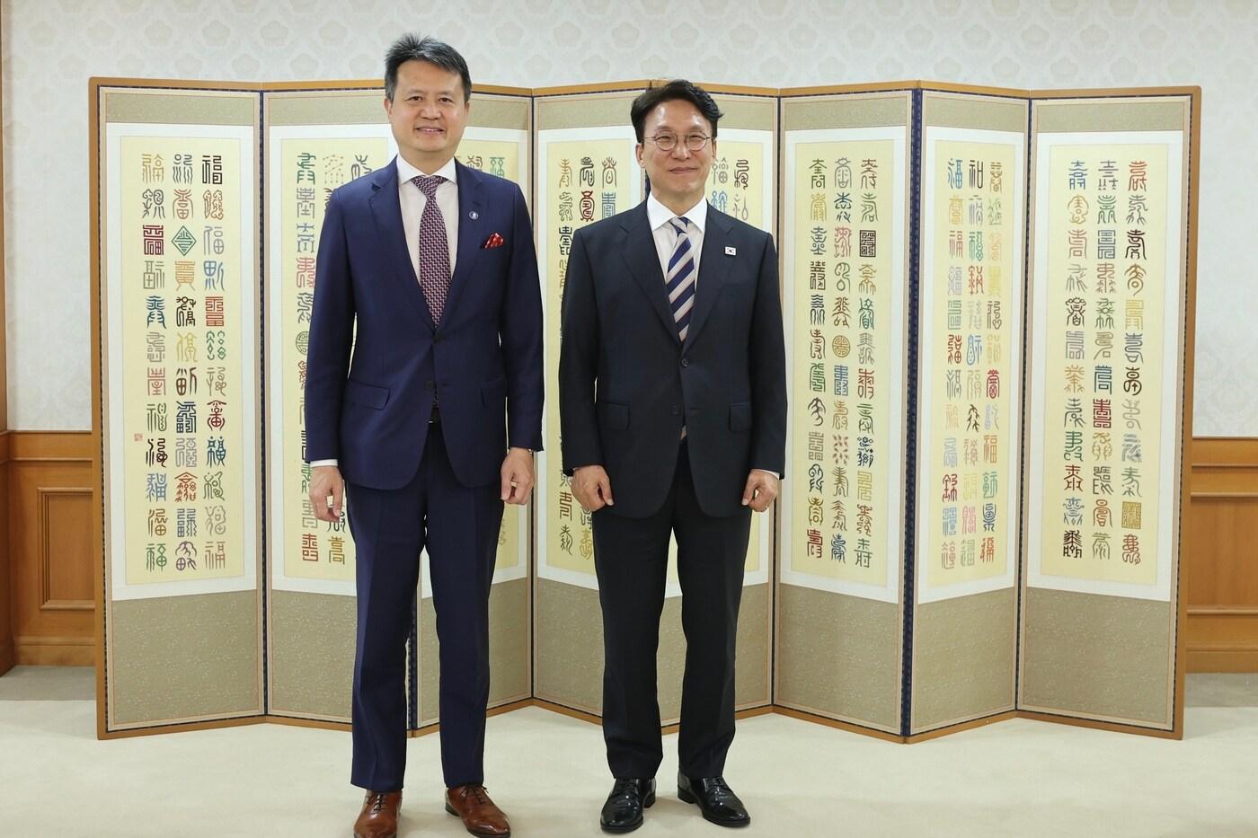 김민석 국무총리는 2일 다렌 탕 세계지식재산기구&#40;WIPO&#41; 사무총장을 접견했다.&#40;총리실 제공&#41;