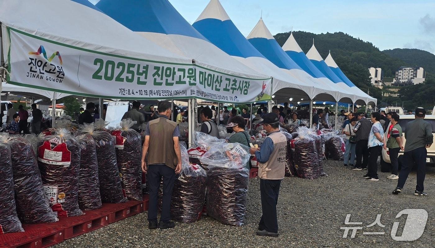 &#39;2025 진안고원 마이산 고추시장&#39;이 총 15회 열려 약 88톤&#40;14만7000근&#41;을 거래됐다.&#40;진안군제공, 재판매 및 DB금지&#41;2025.10.20/뉴스1