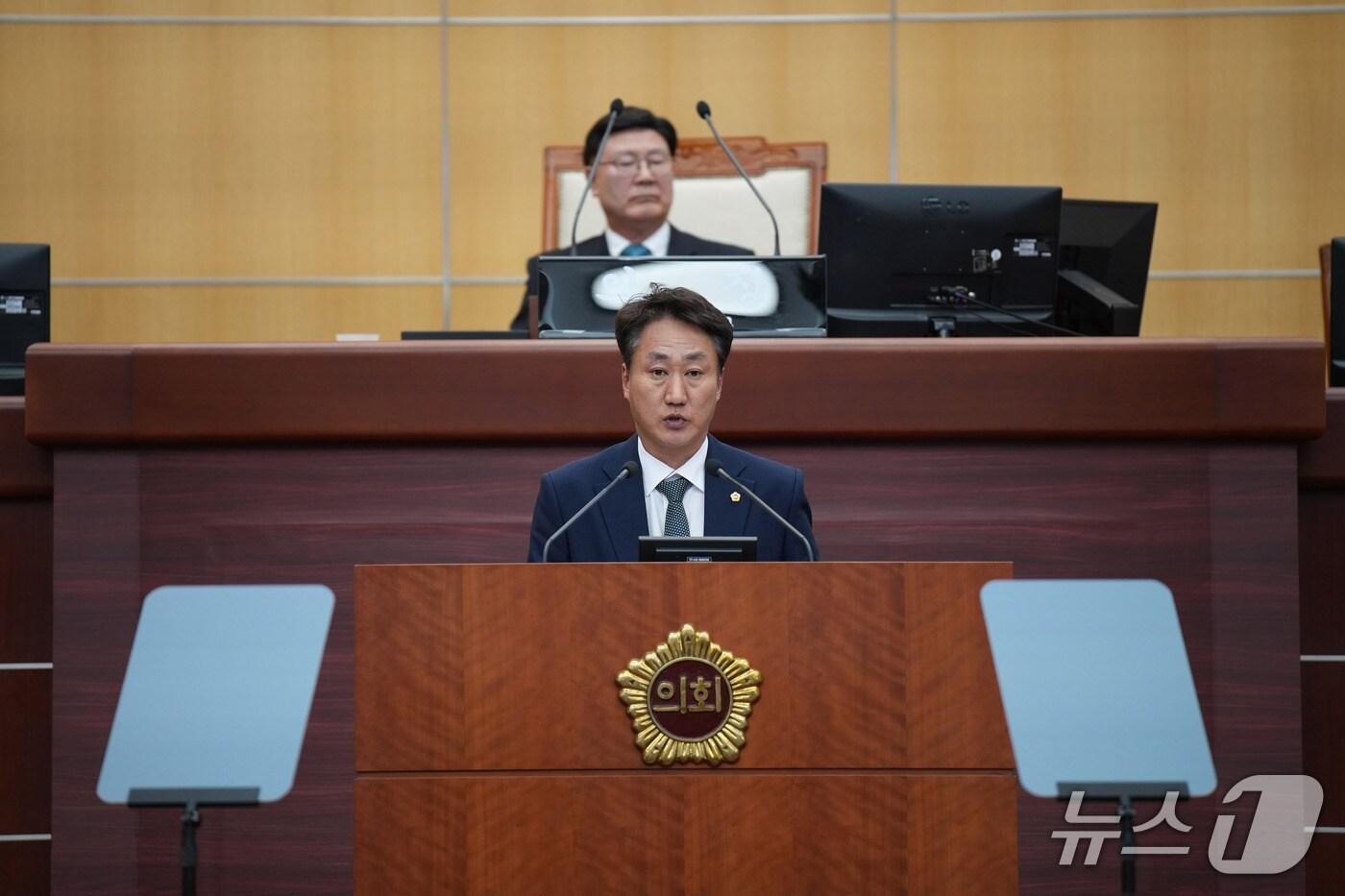 20일 진형석 전북도의원이 임시회 본회의에서 5분 발언을 하고 있다.&#40;의회제공. 재판매 및 DB금지&#41;2025.10.20/뉴스1