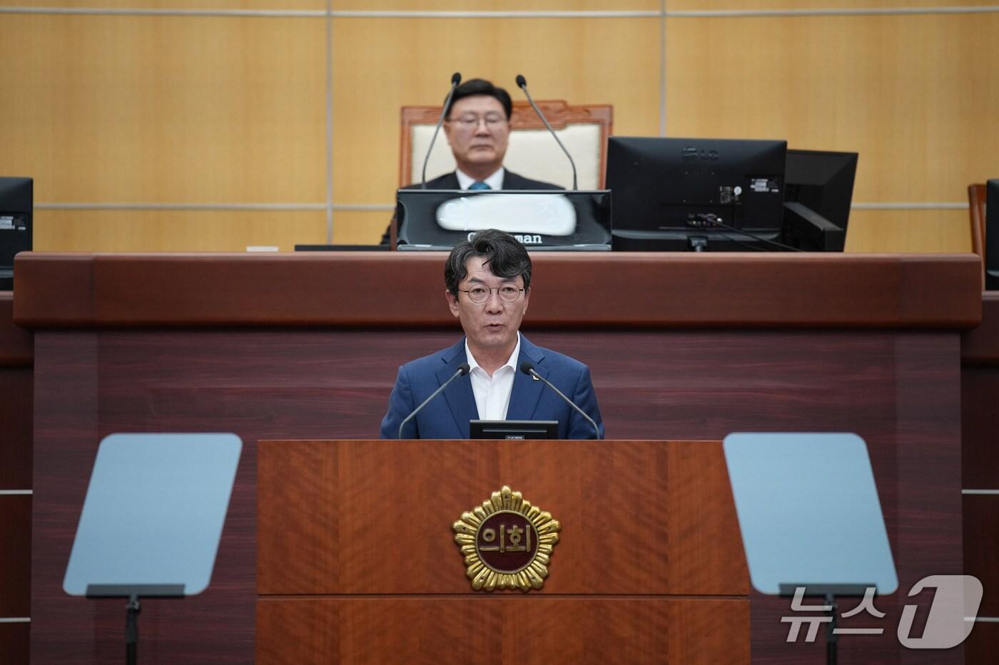 20일 정종복 전북도의원이 임시회 본회의에서 5분 발언을 하고 있다.(의회제공. 재판매 및 DB금지)2025.10.20/뉴스1