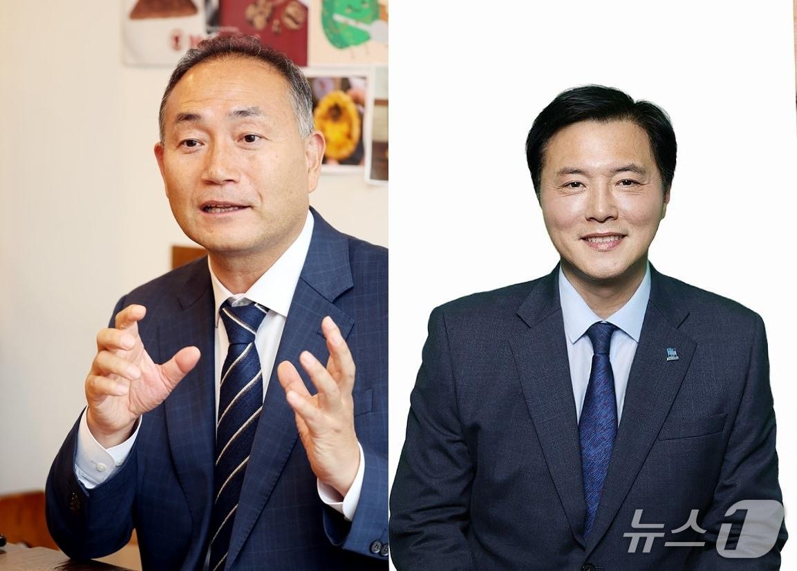 본문 이미지 - 더불어민주당 전남도당위원장 출사표를 던진 김원이 의원&#40;왼쪽&#41;과 조계원 의원&#40;오른쪽&#41;. 2025.10.21/뉴스1