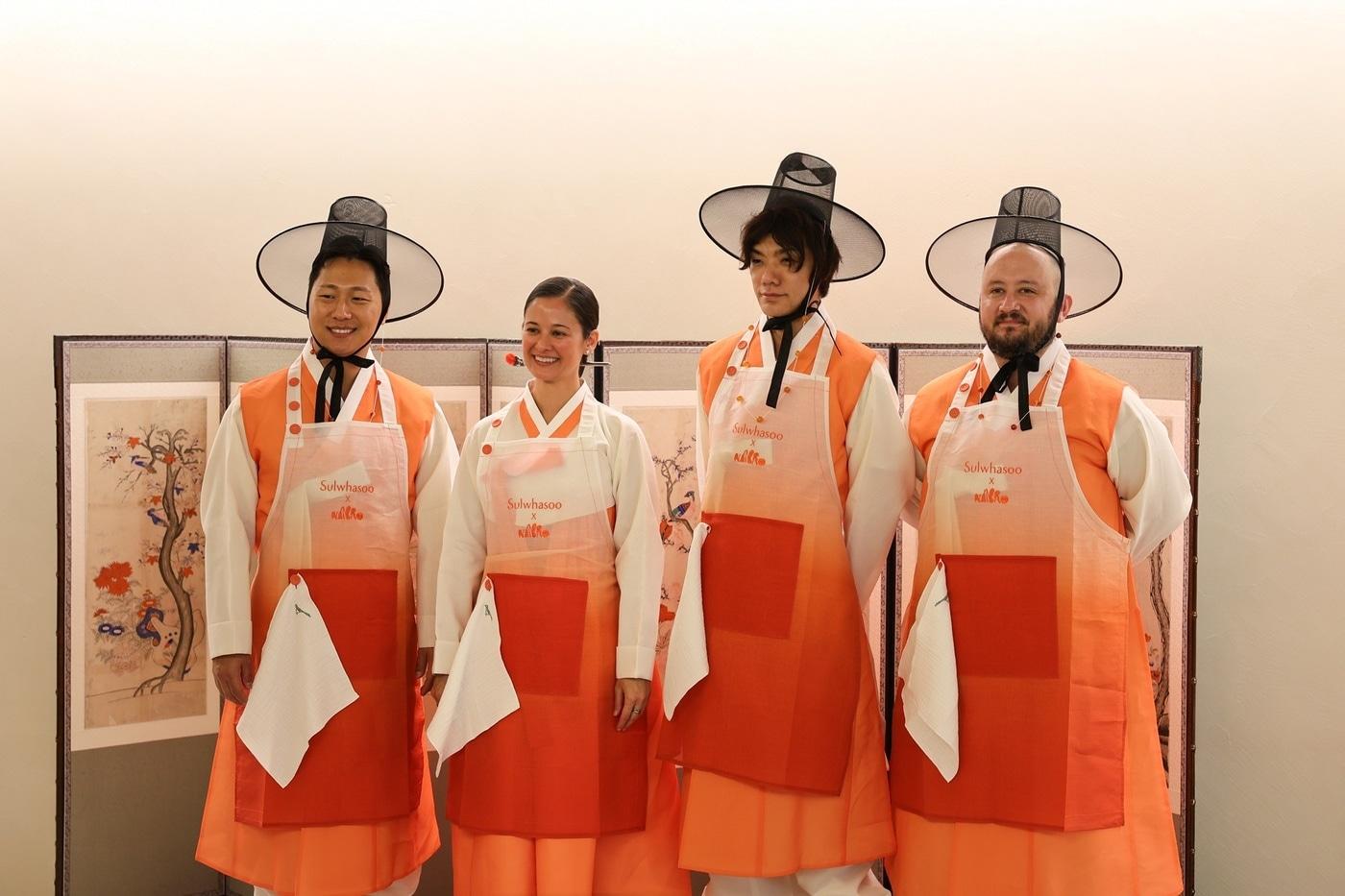 행사에 참여한 뉴욕 미식 셰프들. 왼쪽부터 지한 리, 수잔 컵스, 유 시마노, 피델 카바예로.(설화수제공)