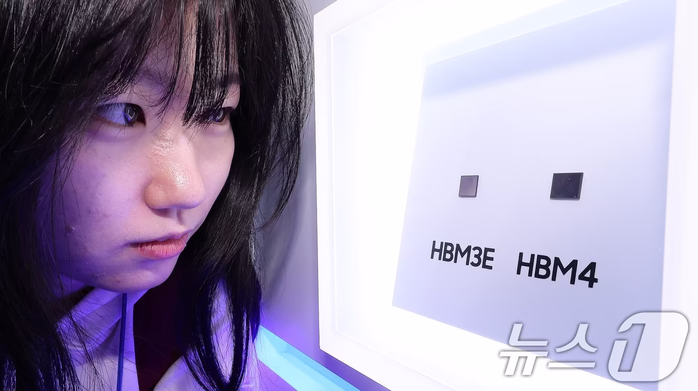 22일 서울 강남구 코엑스에서 열린 제27회 반도체 대전&#40;SEDEX 2025&#41;을 찾은 관람객이 공개된 삼성전자 HBM4 실물을 살펴보고 있다. 한국반도체산업협회가 오는 24일까지 개최하는 이 행사는 국내 최대 반도체 전문전시회로 메모리 반도체, 시스템 반도체, 장비·부분품, 재료, 설비, 센서 분야 등 반도체 산업 생태계 전 분야가 참가했다. 2025.10.22/뉴스1 ⓒ News1 박지혜 기자