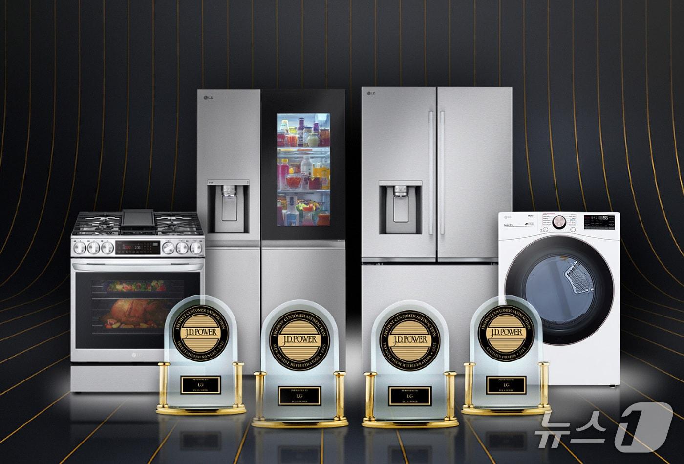LG전자가 미국 시장조사기관 JD 파워&#40;JD Power&#41;가 발표한 &#39;2025 가전제품 소비자 만족도 평가&#39;에서 프렌치도어 냉장고, 양문형 냉장고, 건조기, 레인지 등 4개 부문에서 1위에 올랐다. &#40;사진제공 = LG전자&#41; 