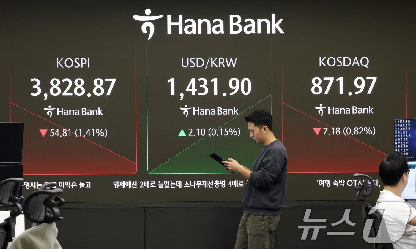 서울 중구 하나은행 본점 딜링룸 . 2025.10.23/뉴스1 ⓒ News1 이광호 기자