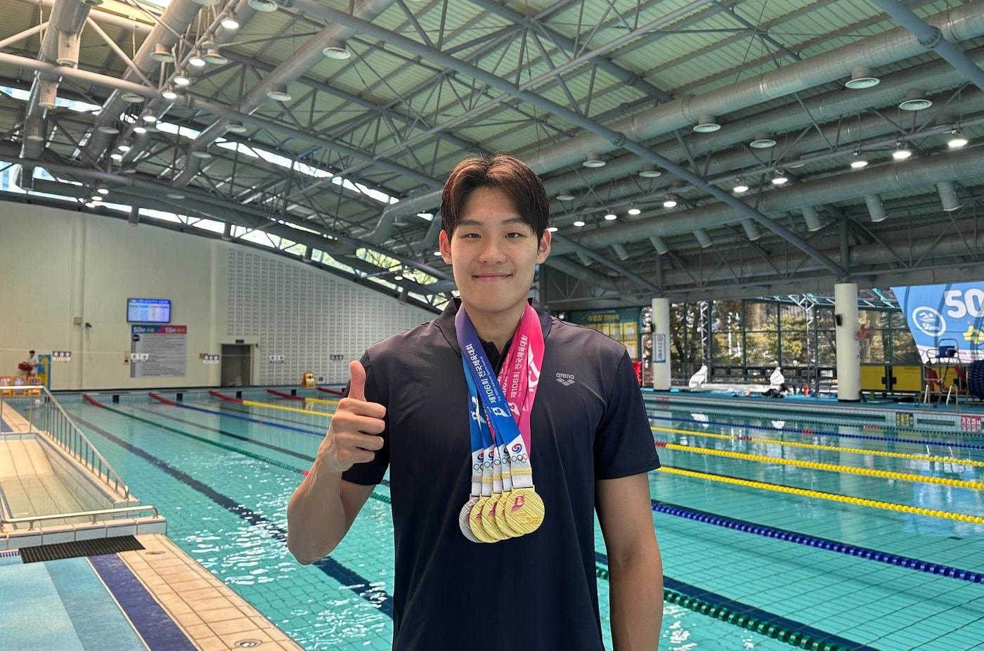 김영범이 제106회 전국체육대회 수영 4관왕에 올랐다. &#40;올댓스포츠 제공&#41;