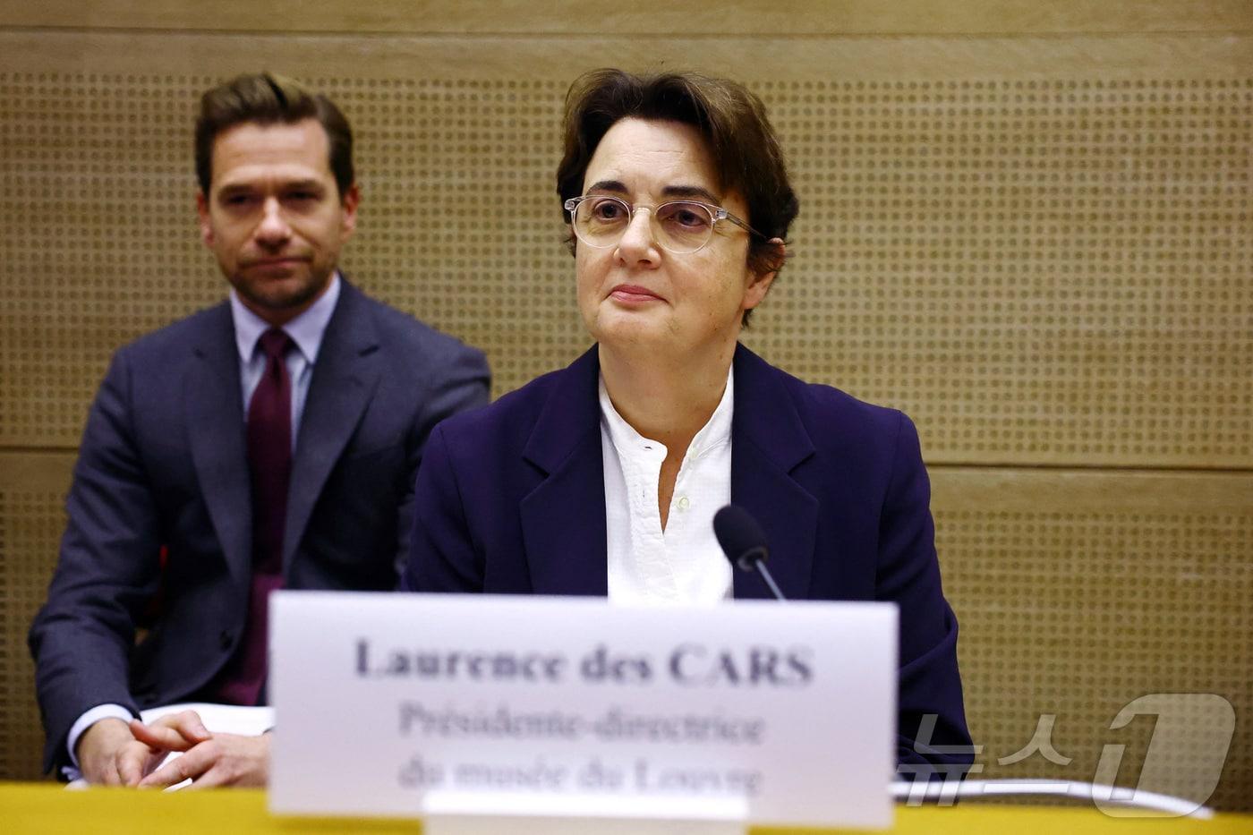 22일(현지시간) 프랑스 상원 청문회에 출석한 로랑스 데카르 루브르 박물관 관장. 2025.10.22.ⓒ 로이터=뉴스1