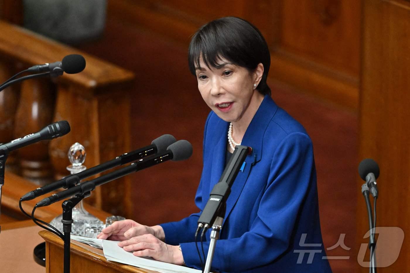 다카이치 사나에 일본 총리가 24일 중의원 본회의에서 취임 후 첫 소신표명연설을 했다. 2025.10.24 ⓒ AFP=뉴스1 ⓒ News1 최종일 선임기자