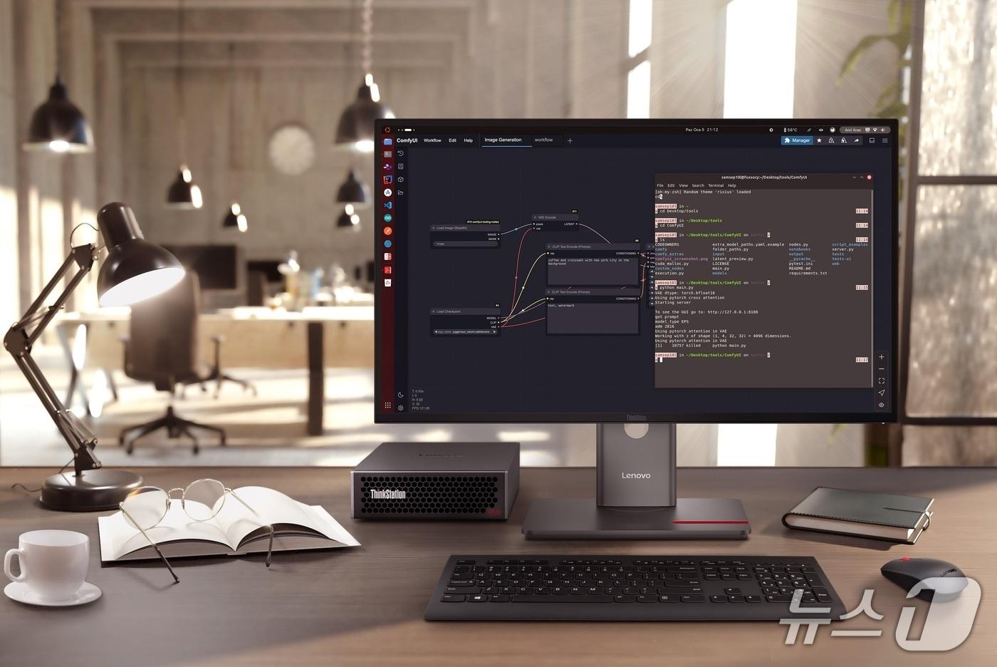 레노버 씽크스테이션 PGX와 P27QD-40 모니터(한국레노버 제공)