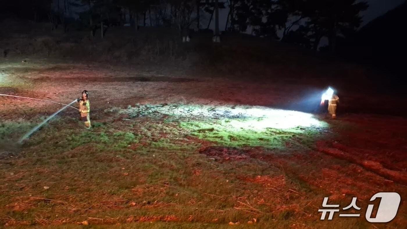 지난 4월 9일 오후 7시쯤 단양군 적성면 불법소각 행위 현장.(단양군 제공. 재판매 및 DB금지)/뉴스1 