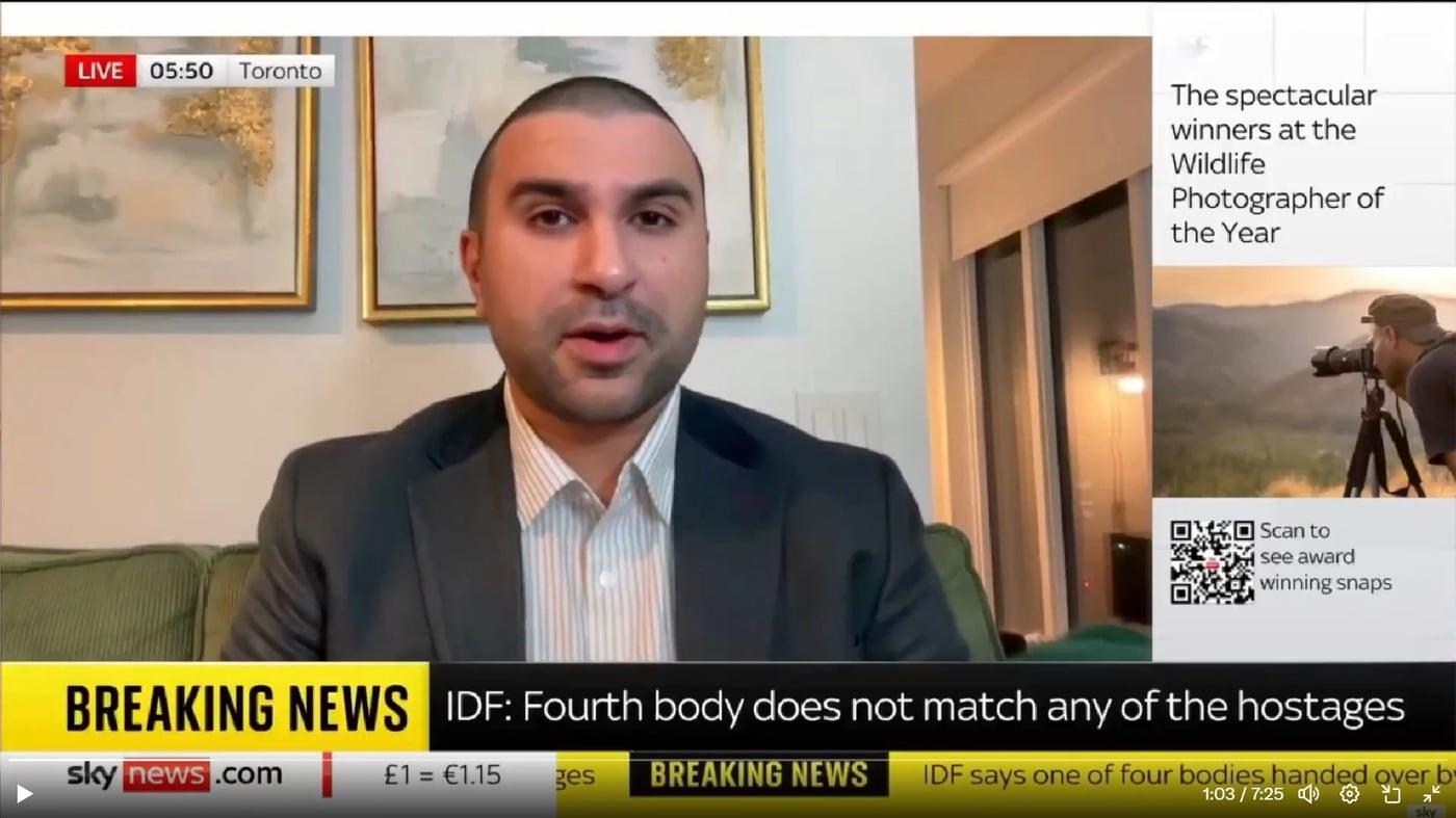 지난 15일&#40;현지시간&#41; 스카이뉴스와 인터뷰를 진행하는 사미 함디의 모습 &#40;출처=엑스&#41;