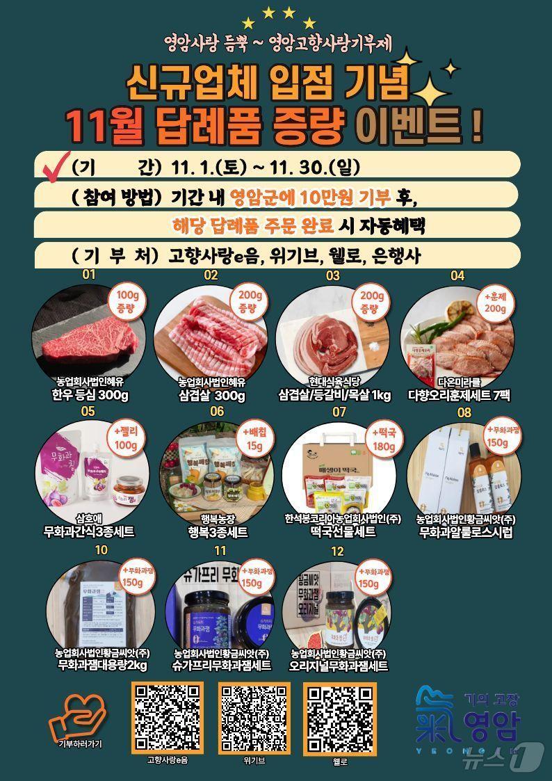 본문 이미지 - 영암군 고향사랑기부 11월 답례품 이벤트&#40;영암군 제공. 재판매 및 DB금지&#41; /뉴스1 ⓒ News1 김태성 기자