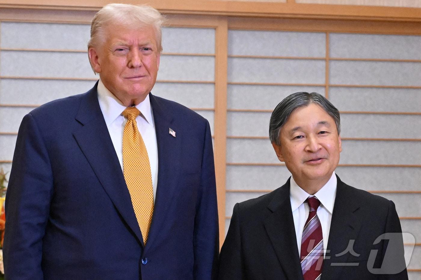 트럼프 미국 대통령과 나루히토 일왕. 2025.10.27 ⓒ 로이터=뉴스1 ⓒ News1 이지예 객원기자