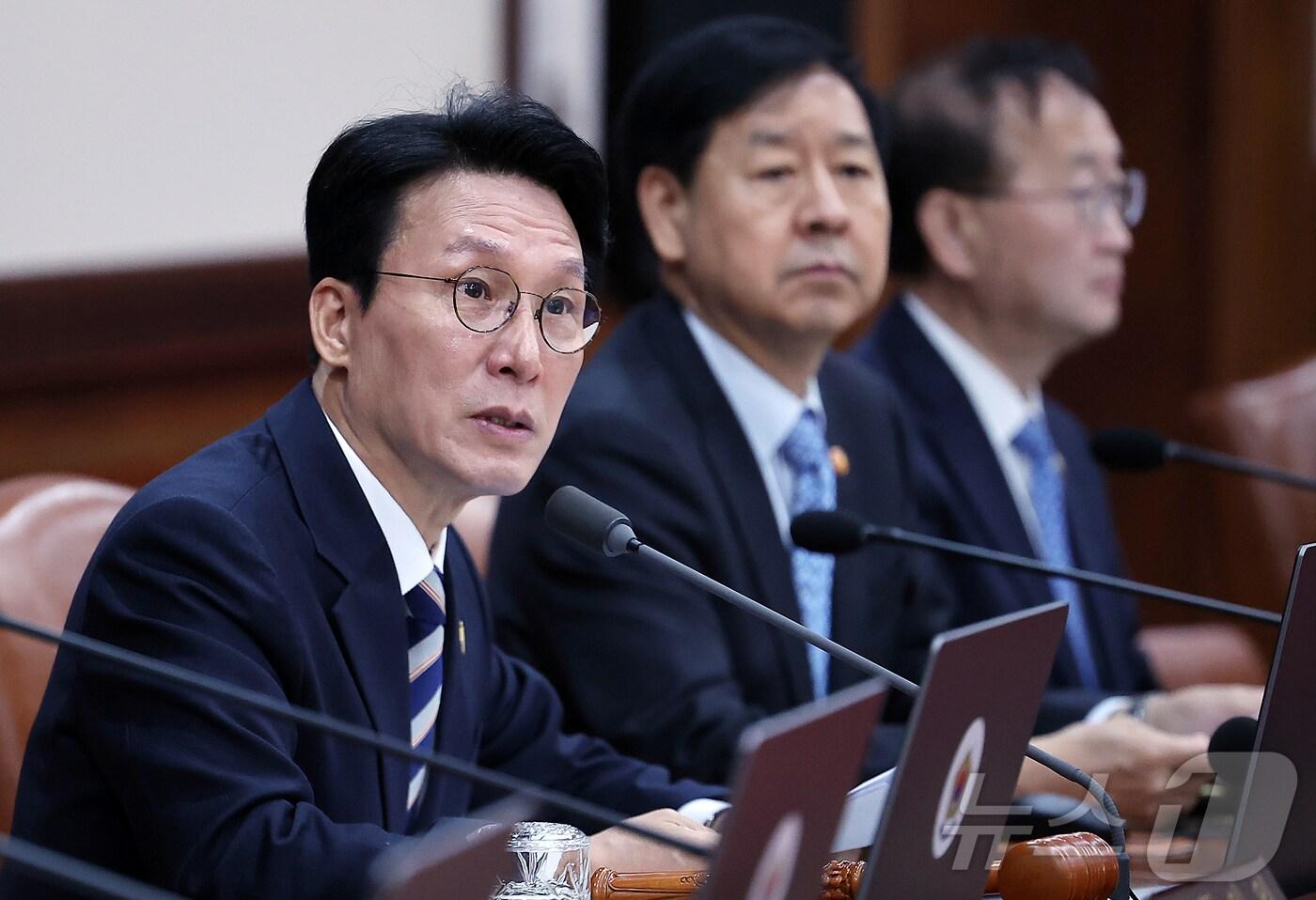 김민석 국무총리가 28일 서울 종로구 정부서울청사에서 열린 국무회의에서 모두발언을 하고 있다. 2025.10.28/뉴스1 ⓒ News1 김진환 기자