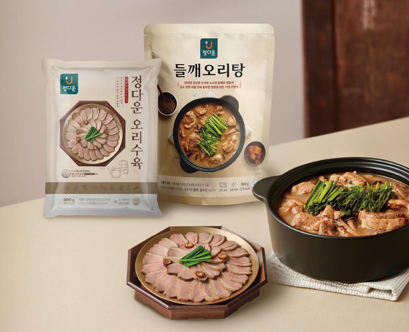 본문 이미지 - 정다운·간편보양식 &#39;오리수육, 들깨오리탕&#39; 신제품 2종 .&#40;이지홀딩스 제공&#41;